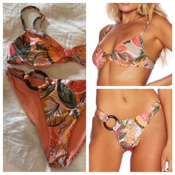 New! SET Beach Riot Camilla top tropical floral Bikini 31392 - Picture 1 of 14